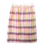 シルク スカート ひざ丈 セミタイト チェック 67-93 ピンク系 ■YHS2 A1124