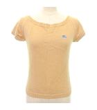 バーバリーブルーレーベル BURBERRY BLUE LABEL コットンニット セーター 半袖 ホース刺繍 M ベージュ ■YHS2 A1121