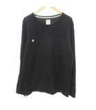 アールニューボールド R.NEWBOLD Tシャツ 長袖 ワンポイント ロゴ クルーネック 薄手 Lサイズ 黒 ブラック ■YHS2
