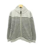 シップス SHIPS ジップ パーカー 長袖 ボーダー ハイネック 厚手 Mサイズ グレー ■YHS2