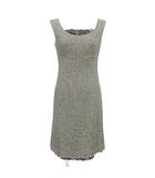 エフデ ef-de ノースリーブ ワンピース ひざ丈 ミックスツイード シルク混 レース 9 M相当 グレー系 A1119