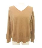 ナノユニバース nano universe タグ付き ウール ニュアンス ニット プルオーバー Vネック 無地 薄手 38 約Mサイズ キャメル ■YHS10