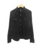 ラルフローレン RALPH LAUREN コーデュロイ シャツ 長袖 ポケット ラウンド 無地 厚手 11 Lサイズ 黒 ブラック ■YHS9