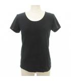 グリーンレーベルリラクシング ユナイテッドアローズ green label relaxing カットソー 半袖 無地 Uネック 薄手 40 Lサイズ 黒 ブラック ■YHS9