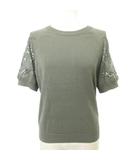 セオリー Theory 美品 カットソー 半袖 レース クルーネック 無地 薄手 Sサイズ 緑 グリーン ■YHS9