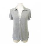 エスカーダ ESCADA スポーツ シルク カットソー 半袖 フリル ビジュー装飾 ワンポイント 薄手 Sサイズ グレー ■YHS9