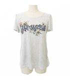 ブルマリン Blumarine カットソー 半袖 ボーダー クルーネック ビジュー 薄手 42 Lサイズ グレー ■YHS9