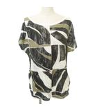 マックスマーラ ウィークエンドライン MAX MARA WEEKEND LINE カットソー 半袖 総柄 ボートネック 薄手 Sサイズ アイボリー ■YHS9