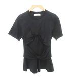 ニナリッチ NINA RICCI カットソー 半袖 リボン クルーネック 無地 薄手 Sサイズ 黒 ブラック ■YHS9