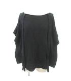 メルシーボークー mercibeaucoup カットソー 半袖 フラワー 花柄 ボートネック 薄手 1 Sサイズ 黒 ブラック ■YHS9