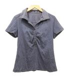 23区 オンワード樫山 スキッパー ポロシャツ 半袖 カットソー 38 紺 ネイビー ■YHS9