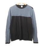 タケオキクチ TAKEO KIKUCHI Tシャツ バイカラー ニット カットソー 長袖 2 ネイビー ブルー ■YHS9