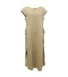 ブルーレーベルクレストブリッジ BLUE LABEL CRESTBRIDGE サイド チェックプリーツ ノースリーブ ワンピース ロング 38 カーキ系