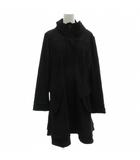 スタンドカラー コート ロング レース切替 ジップアップ L 黒 ブラック /GV ■YHS13