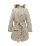 ミッシェルクラン MICHEL KLEIN モッズコート ロング フェイクファー ミリタリー ジャケット 38 Mサイズ モカ ■GY61