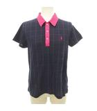 ポロゴルフ ラルフローレン POLO GOLF RALPH LAUREN チェック ポロシャツ 半袖 ロゴ 薄手 Mサイズ 紺 ネイビー ■GY61