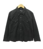 長袖 シャツ 無地 ポケット 薄手 Mサイズ 黒 ブラック ■GY61