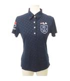 フィラ FILA ゴルフ 半袖 ドット ポロシャツ ロゴ 薄手 Mサイズ 紺 ネイビー ■GY61