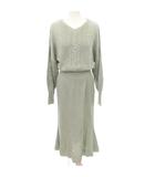 アズールバイマウジー AZUL by moussy ニット ワンピース ロング 長袖 無地 Vネック 厚手 Mサイズ グレー