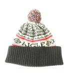 エーグル AIGLE ニット帽 ロゴ ビーニー 厚手 黒 ブラック 赤 レッド
