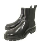 トッズ TOD'S レザー チェルシー ブーツ サイドゴア ショート 38 25cm 黒 ブラック