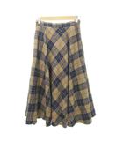 ユナイテッドアローズ UNITED ARROWS チェック スカート ウール ざ丈 フレア 厚手 36 Sサイズ 茶 ブラウン系 ■GY99