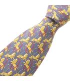 エルメス HERMES シルク ネクタイ 総柄 レギュラータイ ビジネス フランス製 紺 ネイビー ☆AA★