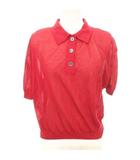 シンプリシテェ SIMPLICITE ニット ポロシャツ 無地 シースルー 薄手 フリーサイズ 赤 レッド ■GY54