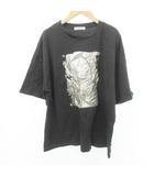 フリークスストア FREAKS STORE 箔プリント Tシャツ 半袖 クルーネック 薄手 フリーサイズ グレー ■GY54