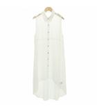 シースルー ノースリーブ シャツ ロング M 白 ホワイト ■GY54