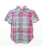 ラルフローレン RALPH LAUREN チェック ボタンダウンシャツ 半袖 ラウンド ロゴ 薄手 3/3T 約95～100cm マルチカラー ■GY54 ☆AA★