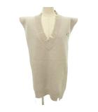 S51TH0072 21AW ウール ベスト ダメージ加工 Vネック 無地 薄手 Sサイズ グレージュ