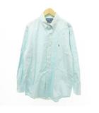 ラルフローレン RALPH LAUREN 長袖 ボタンダウン シャツ ワンポイント ロゴ 薄手 39-82 M～Lサイズ 水色 ライトブルー ■GY54