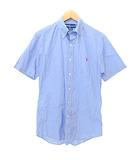 ラルフローレン RALPH LAUREN 国内正規 ボタンダウン シャツ 半袖 ギンガムチェック ホース 刺繍 カスタムフィット M 青 ブルー ■GY54 A0123