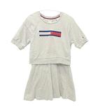 トミーヒルフィガー TOMMY HILFIGER ワンピース 半袖 セットアップ風 子ども服 女の子 110 グレー ■GY54 ☆AA★ A0124