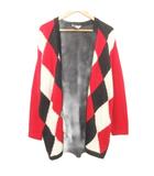 アーガイル柄 ニット カーディガン トッパー 羽織 42 黒 レッド