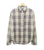 デザインワークス DESIGNWORKS チェック ネルシャツ 長袖 コンチョボタン 48 青 ブルー系