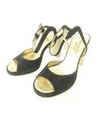 グッチ GUCCI ストラップ サンダル ハイヒール スエード EU34 黒 ブラック