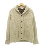 ケーブル ニット カーディガン ショールカラー L ベージュ