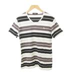 バーバリー BURBERRY ボーダー Tシャツ 半袖 Vネック 薄手 2 Mサイズ 白 ホワイト