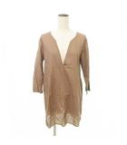 ジェイクルー J.CREW コットン チュニック シャツ ビーズ装飾 Sサイズ ブラウン ■TC