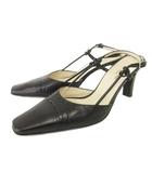 コムサデモード COMME CA DU MODE ヒール パンプス スクエアトゥ バックストラップ 23cm 黒 ブラック