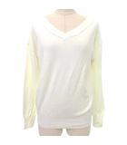 美品 長袖 コットンニット カットソー 薄手 Vネック 38 M相当 白 ホワイト ■TC A0130