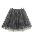 スナイデル SNIDEL 美品 ひざ丈 ストライプ チュール スカート フレア F 紺 ネイビー ■TC