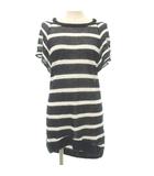 ミュラー オブ ヨシオクボ muller of yoshiokubo ボーダー メッシュ ニット チュニック トップス 半袖 F 白 ネイビー ■TC