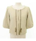 ノーカラー ジャケット ブルゾン 長袖 無地 厚手 Sサイズ ベージュ ■TC