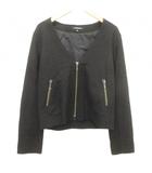 ウール混 Vネック ジップ ブルゾン トップス 38 黒 ブラック ■TC