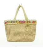 KIRALY ハンドバッグ 藁 ビジュー カバン ベージュ ■TC
