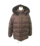 モンクレール MONCLER 49353-90-69950 ヴァレンティーヌ ダウンジャケット ファー フード 無地 厚手 0 Sサイズ 茶 ブラウン