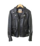 トリプルシックス 666 レザージャケット ライダース ダブル ステアハイド サイドベルト 日本製 36 S 黒 ブラック